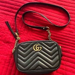 Black Quilted leather Crossbody Bag